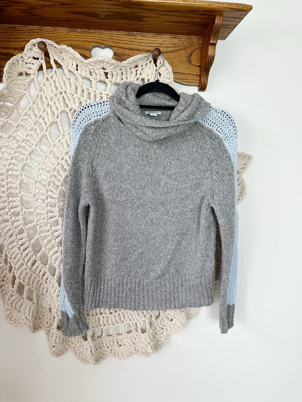 Sundance Catalog Wool Alpaca Blend Gray Cowl Neck Sweater Size Small